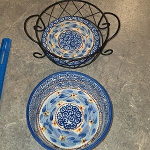 (J30) Temptations Blue and White Patterned Bowl Set